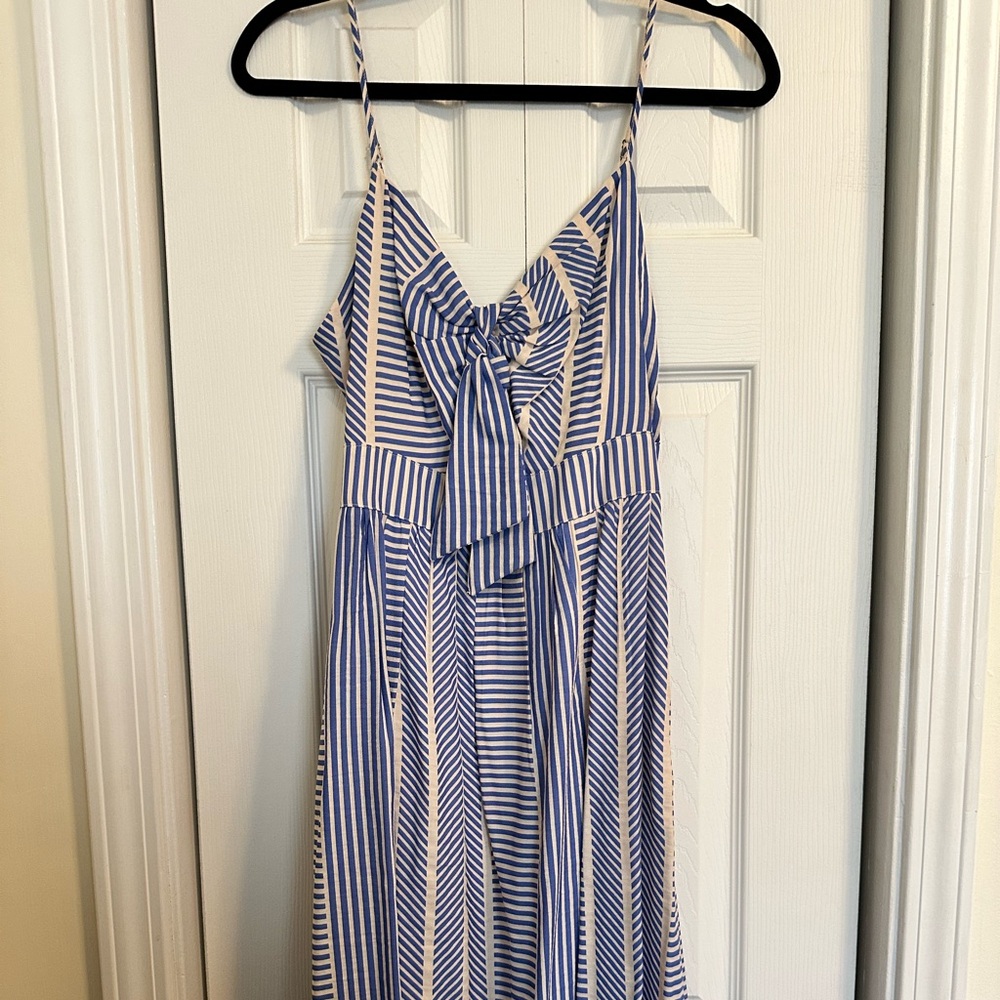 Lush Blue and Cream Striped Dress